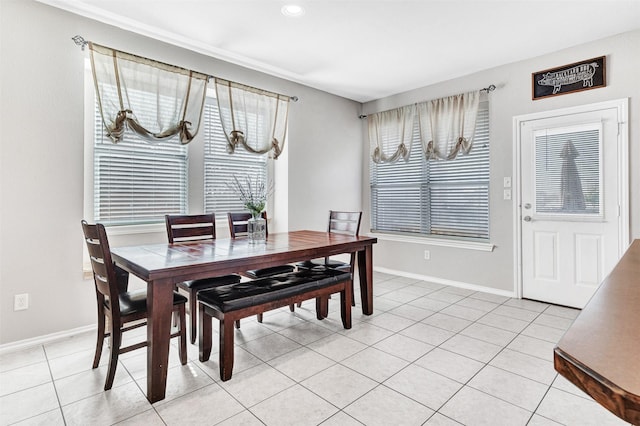 tiled dining room with a healthy amount of sunlight