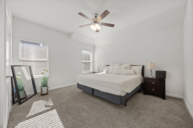 bedroom featuring carpet flooring and ceiling fan