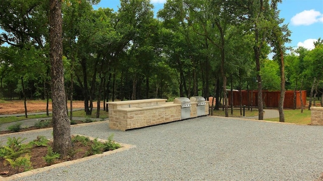 surrounding community with an outdoor kitchen