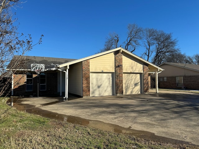 exterior space with a garage