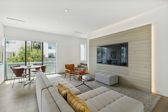 living room featuring light hardwood / wood-style flooring