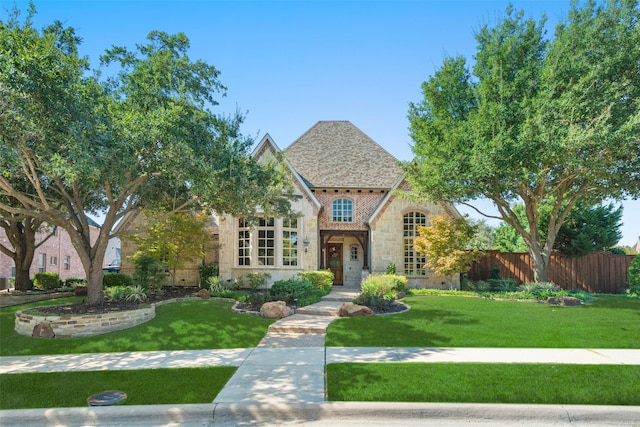 tudor home featuring a front lawn