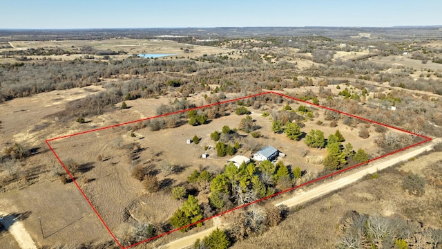 1110 Dye Mound Rd, Forestburg, TX 76239 - aerial view of sparsely populated area featuring property boundaries highlighted