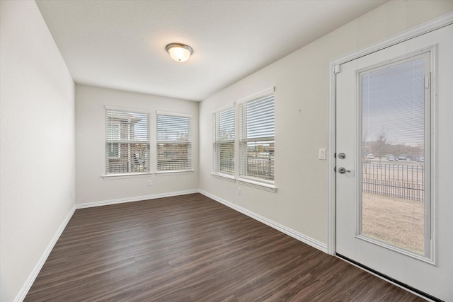 interior space with dark hardwood / wood-style floors