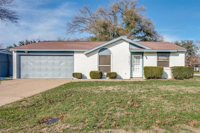 ranch-style house with a front lawn and a garage