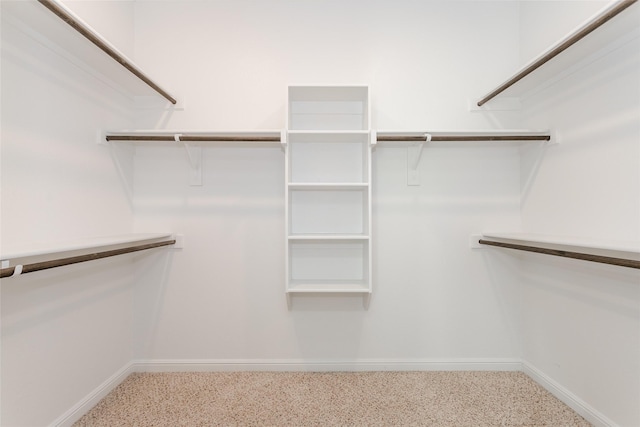 walk in closet with carpet