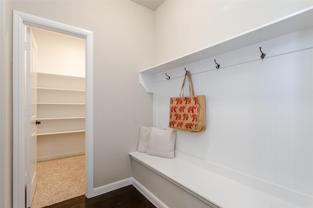 mudroom featuring dark hardwood / wood-style flooring