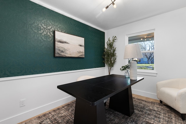 office space featuring wood-type flooring