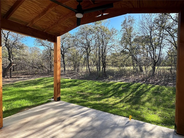 view of patio with ceiling fan