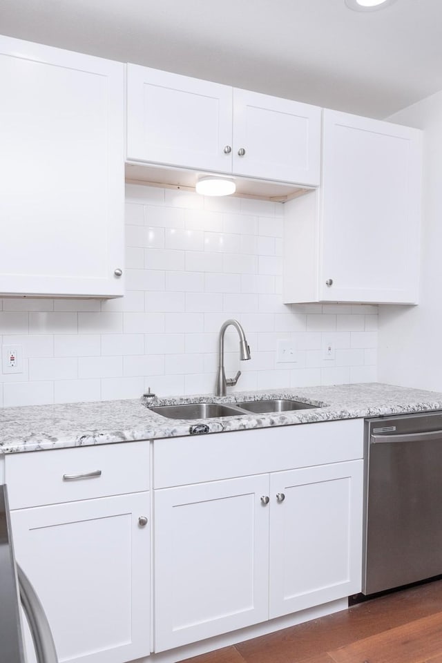 kitchen with white cabinets and dishwasher