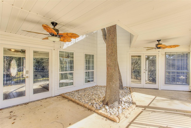 unfurnished sunroom with french doors