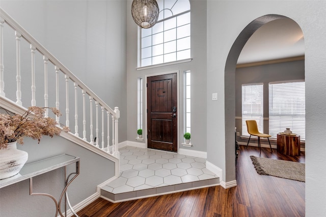 foyer entrance with wood-type flooring