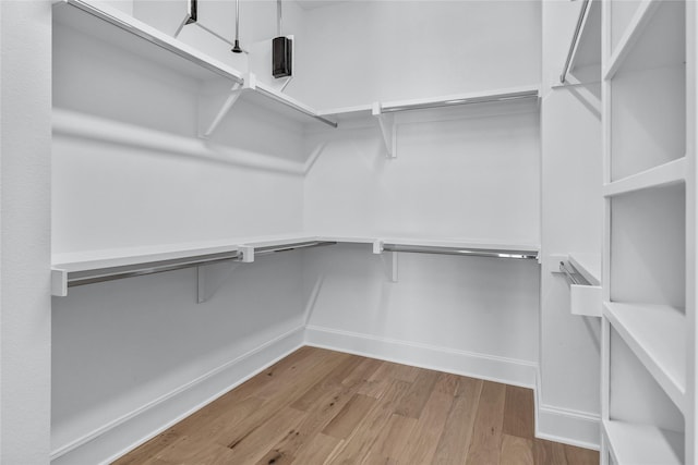 spacious closet featuring light hardwood / wood-style floors