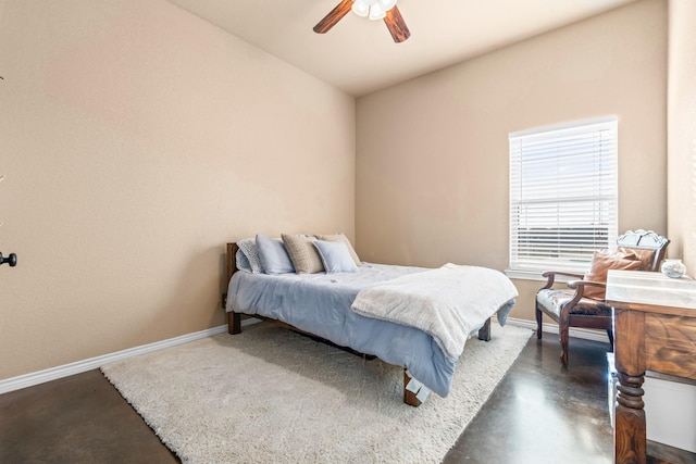 bedroom featuring ceiling fan