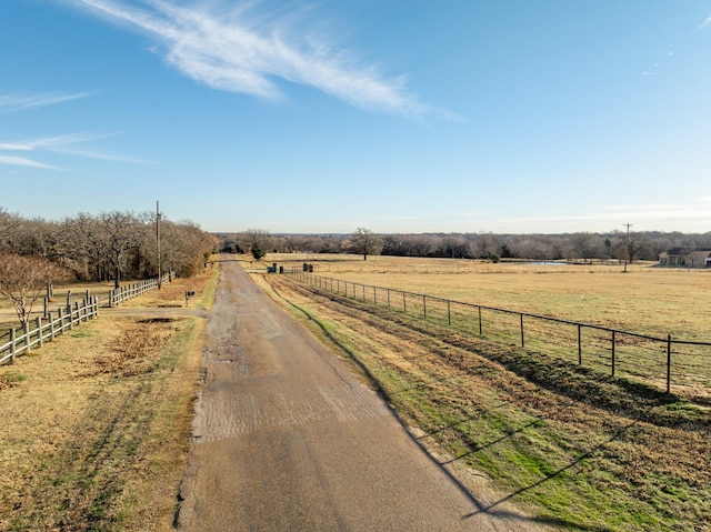 view of road featuring a rural view