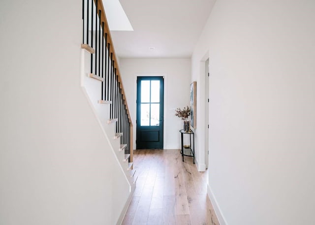 entryway with light wood-type flooring