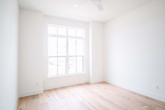 empty room featuring light hardwood / wood-style floors and ceiling fan