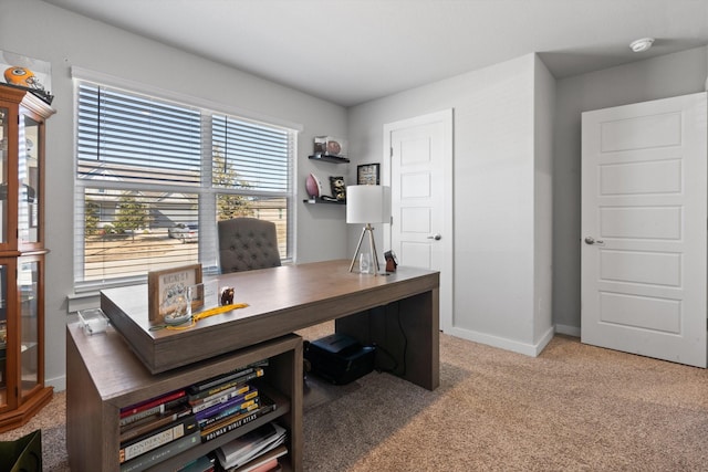 view of carpeted home office