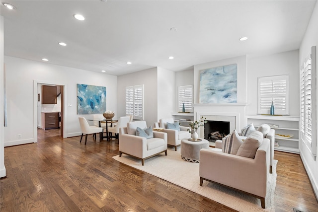 living room with wood-type flooring