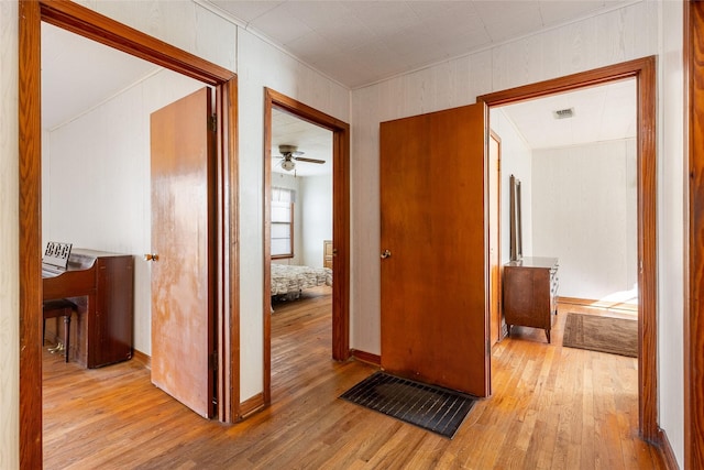 hall featuring light wood-type flooring