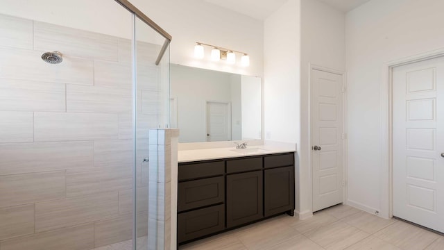 114 Palo Duro Bnd, Rhome, TX 76078 - full bathroom featuring a shower stall, vanity, and tile patterned flooring