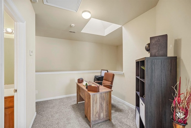 office featuring light colored carpet