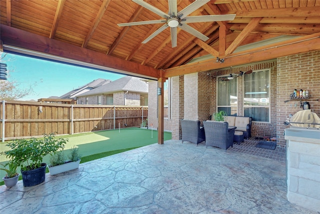 view of patio with ceiling fan