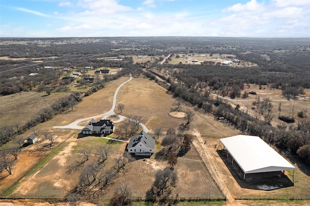 drone / aerial view with a rural view