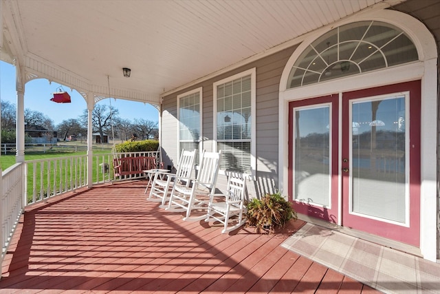 deck featuring a porch