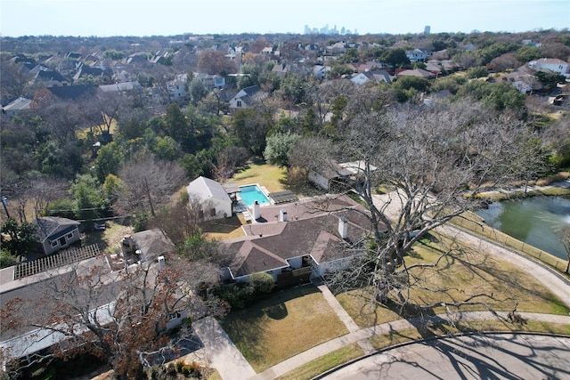 bird's eye view featuring a water view