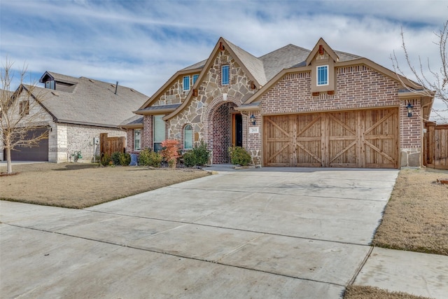 view of front of house with a garage and a front yard