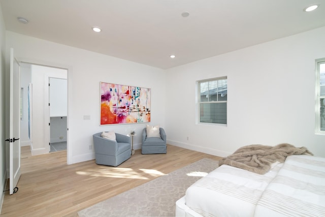 living room with light hardwood / wood-style floors