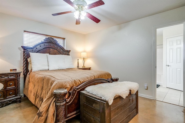 bedroom featuring ceiling fan