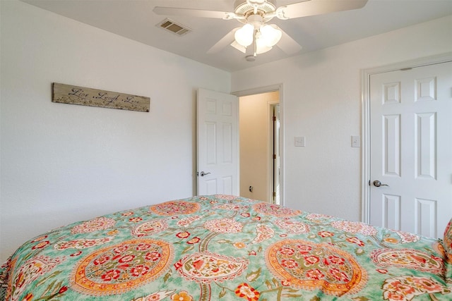 bedroom featuring ceiling fan