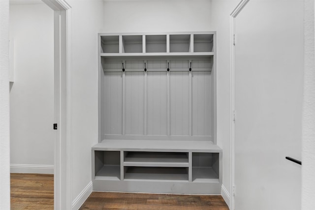 mudroom featuring dark hardwood / wood-style flooring