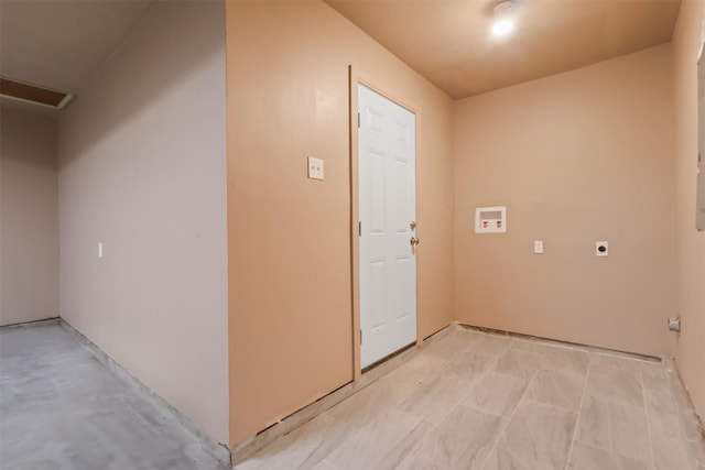 laundry area with hookup for an electric dryer and hookup for a washing machine