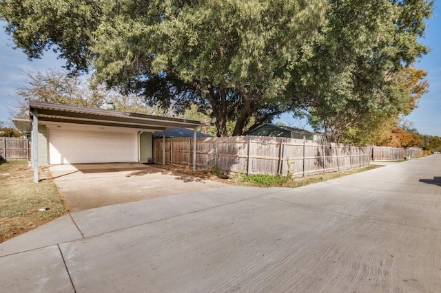 exterior space with a garage