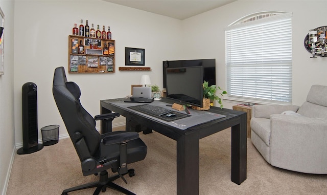 office featuring light colored carpet and a healthy amount of sunlight