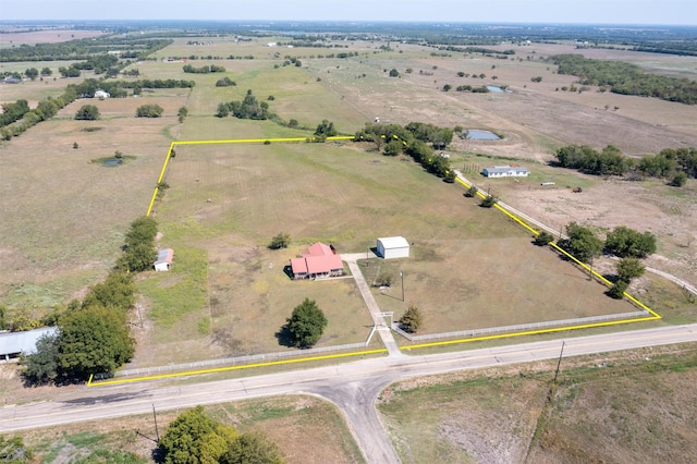 drone / aerial view with a rural view