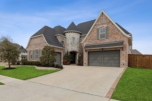 view of front facade with a garage and a front yard