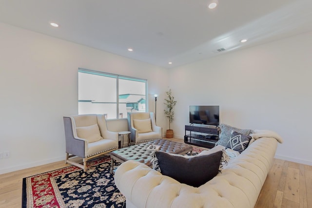 living room featuring light hardwood / wood-style flooring