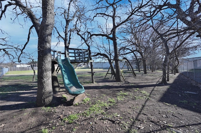 view of yard with a playground