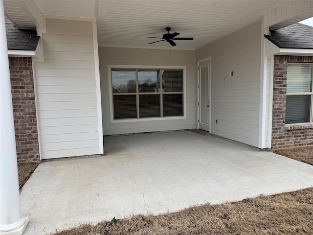 view of patio / terrace featuring ceiling fan