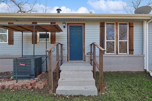 property entrance featuring central air condition unit