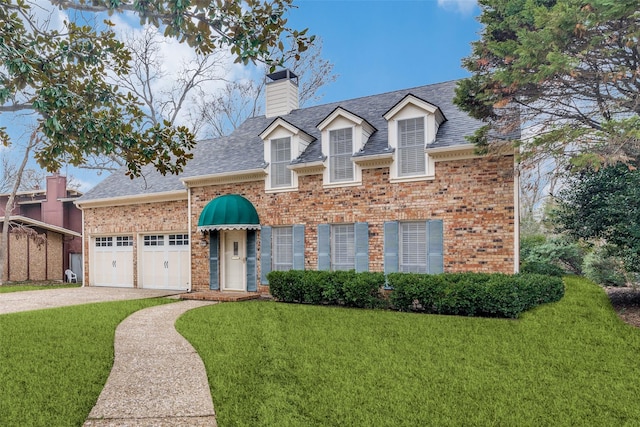 view of front facade featuring a garage and a front yard