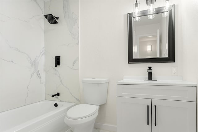 full bathroom with shower / bathing tub combination, vanity, and toilet