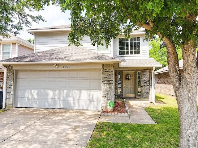 view of property featuring a garage