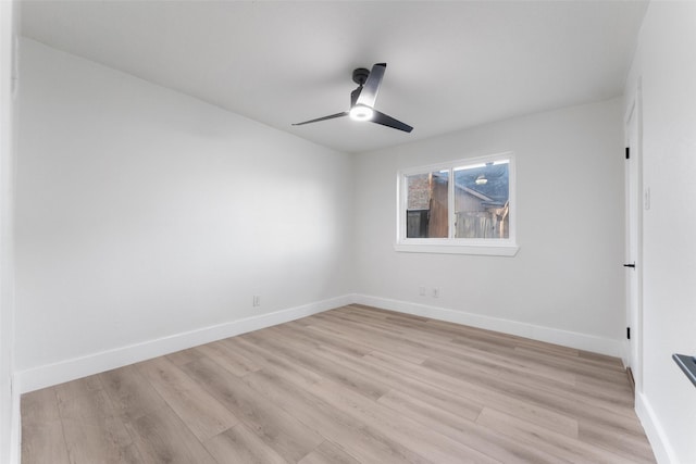 unfurnished room featuring ceiling fan and light hardwood / wood-style floors