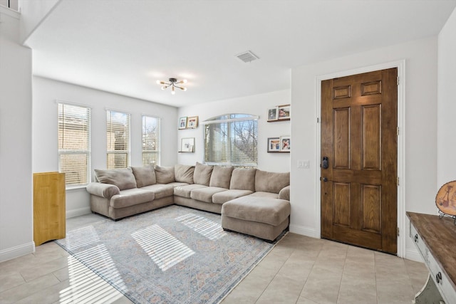 view of tiled living room