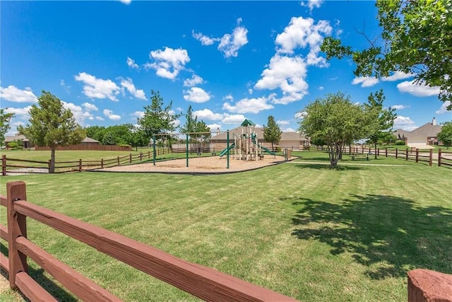 view of playground featuring a yard